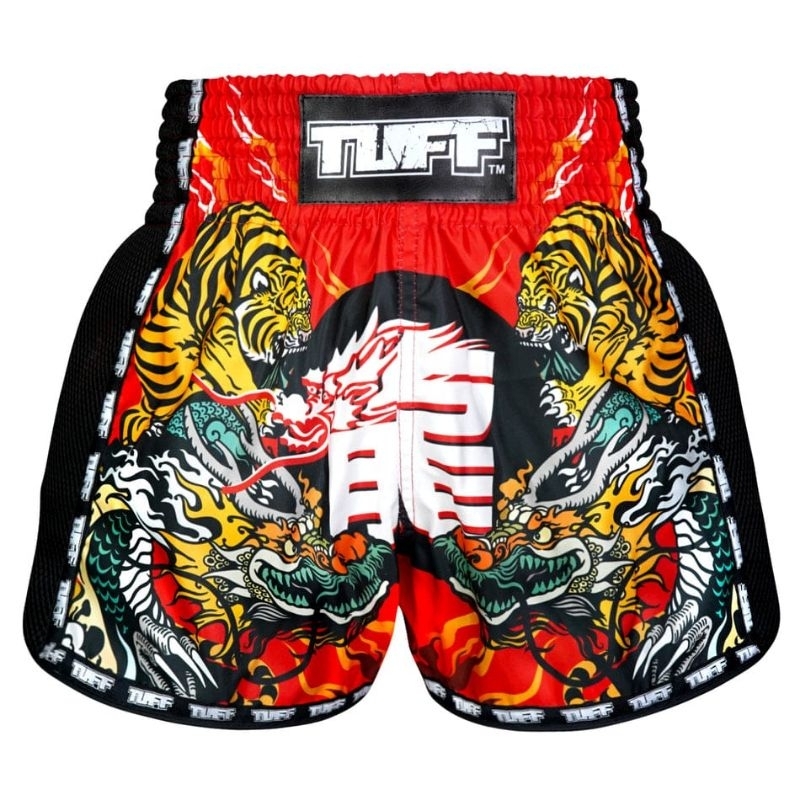Tuff tuffsport Muaythai Short pants celana beladiri MSC113 Red chinese dragon and tiger