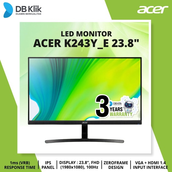 Led Monitor Acer K243Y_E 23.8" 100Hz Full hd Hdmi Vga - K243Y E