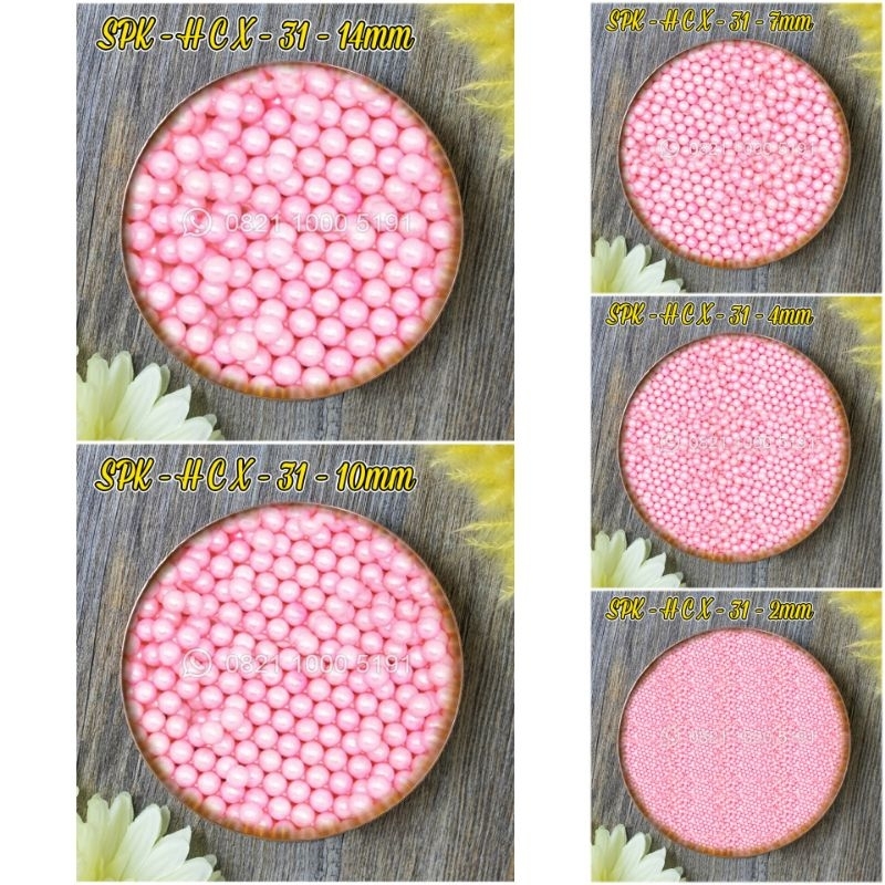 

SPK-HCX-31 SPRINKLES/SPRINKEL/SUGAR BEADS/MUTIARA/HIASAN CAKE PINK 2MM 4MM 7MM 10MM 14MM