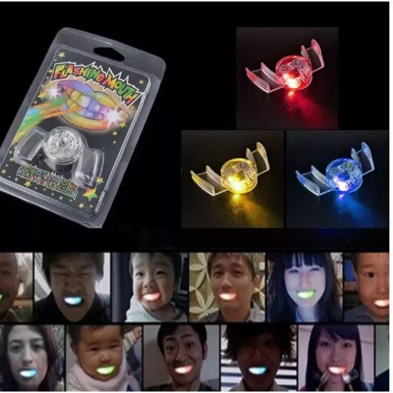 JOFESTORE88 X FerenHongXia 1 pcs Lucu LED Kedip Gigi Behel Penjaga Mulut Halloween Trick Mainan Pesta Props