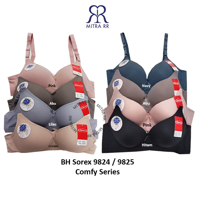 Sorex Bra Tanpa Kawat Busa Tipis | BH Cup A-C Nilon Mix Comfy Series Bra Harian BH 9824 / 9825