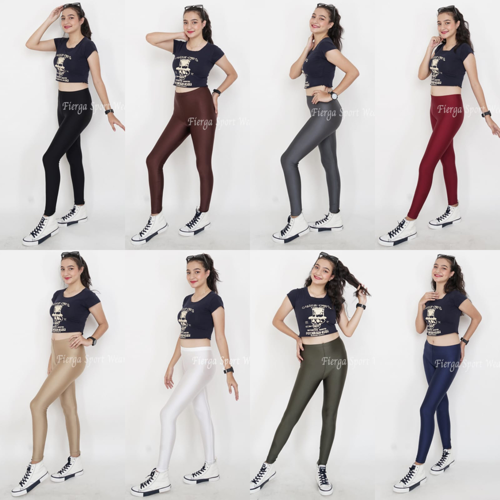 FIERGA Legging Mengkilap/Legging lycra/ Legging spandek (LGD LB 500) Gramasi 10/20 (TEBAL)