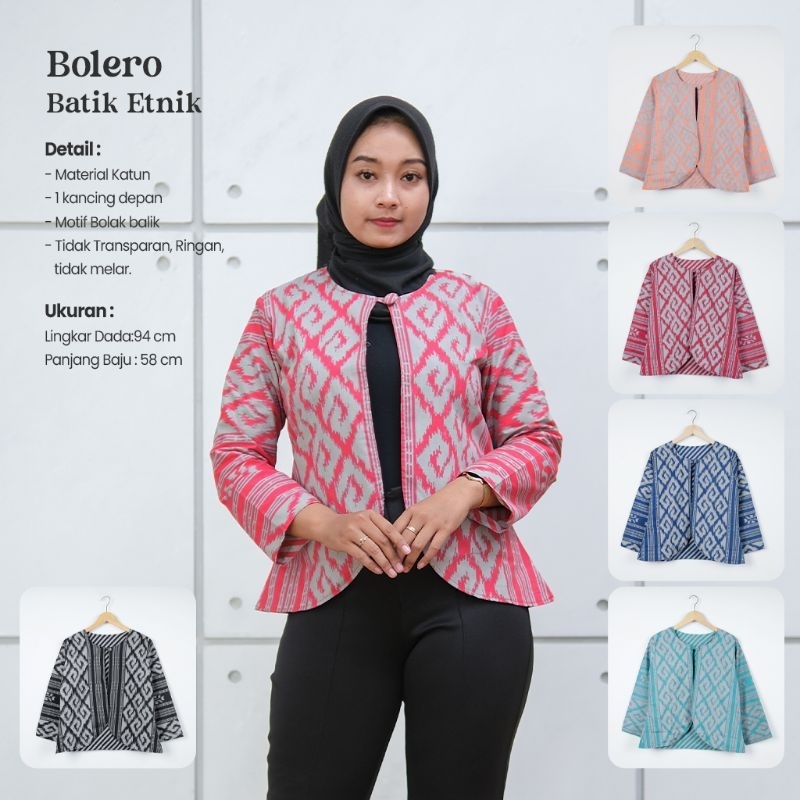 Bolero Batik Kerah Motif Etnik Bolak Balik - Naira Batik