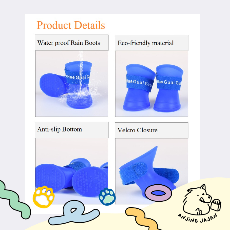 [PROMO] 4 Pcs Sepatu Anjing / Kucing Boots Tebal Anti Slip Anti Air