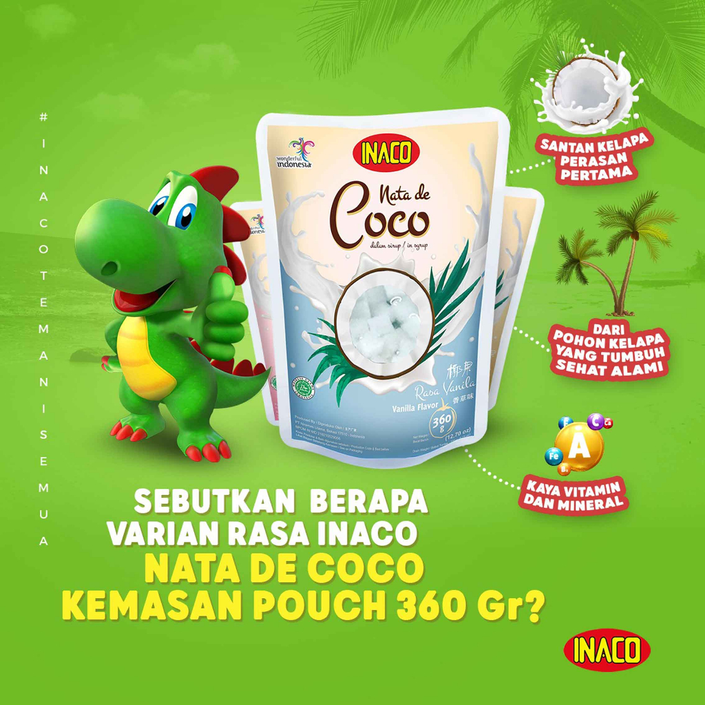 Inaco Nata De Coco / Minuman Coconut Gel / Minuman Rasa Vanilla Flavor / 360gr