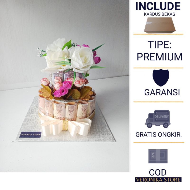MONEY CAKE - MONEY TOWER - KUE UANG - BUKET UANG CAKE - BUCKET BUNGA - TOWER MONEY VERONIKA STORE