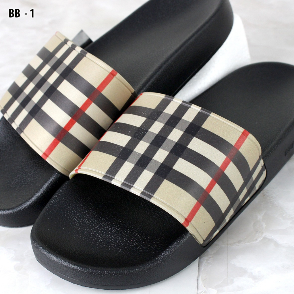 SANDAL B VINTAGE CHECK PRINT SLIDES BB-1