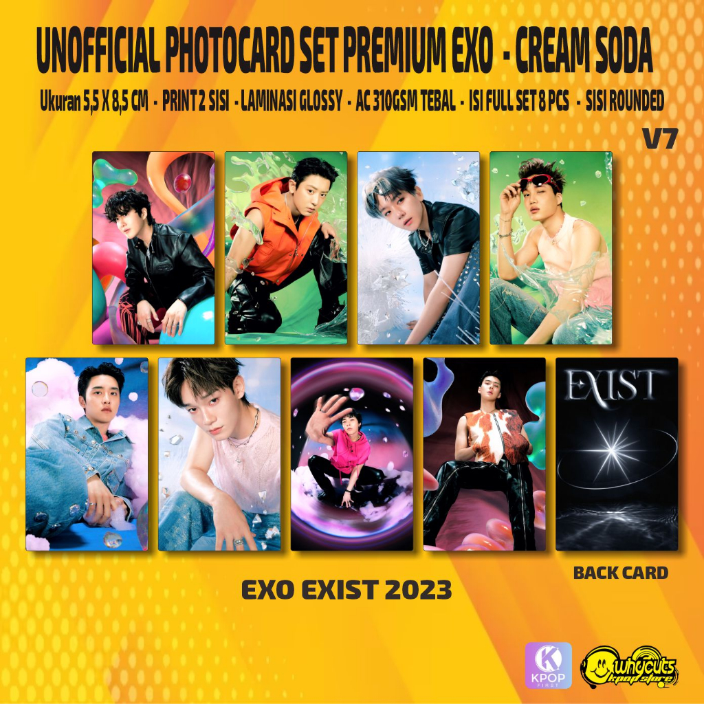 Unofficial Photocard Set Premium EXO Cream Soda / Print 2 sisi laminasi glossy / anti air