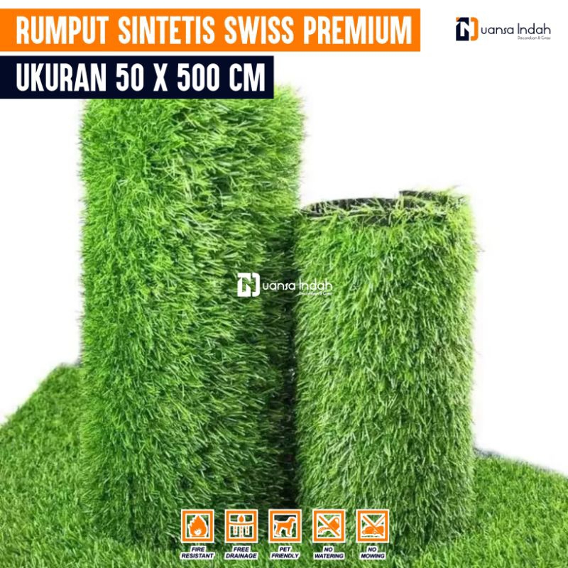 RUMPUT SINTETIS SWISS PREMIUM UKURAN 50 CM x 5 METER