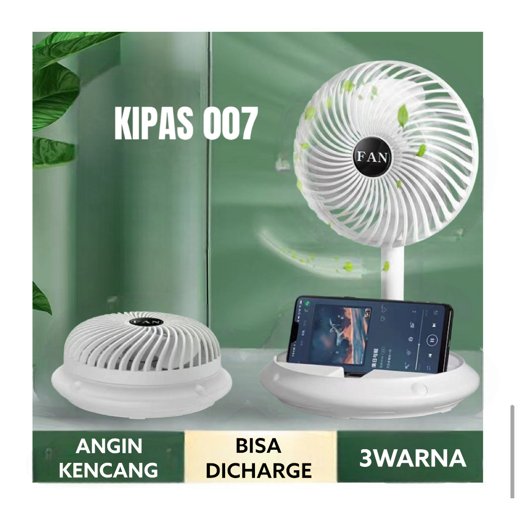 KIPAS ANGIN 007 FASHION PORTABLE FAN 7200 MAH 3 SPEED FOLDING FAN