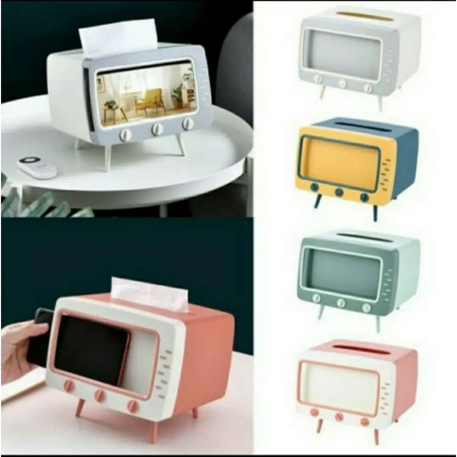 Kotak Tissue Box Organizer Bentuk TV Handphone Holder Tempat Tisu C105