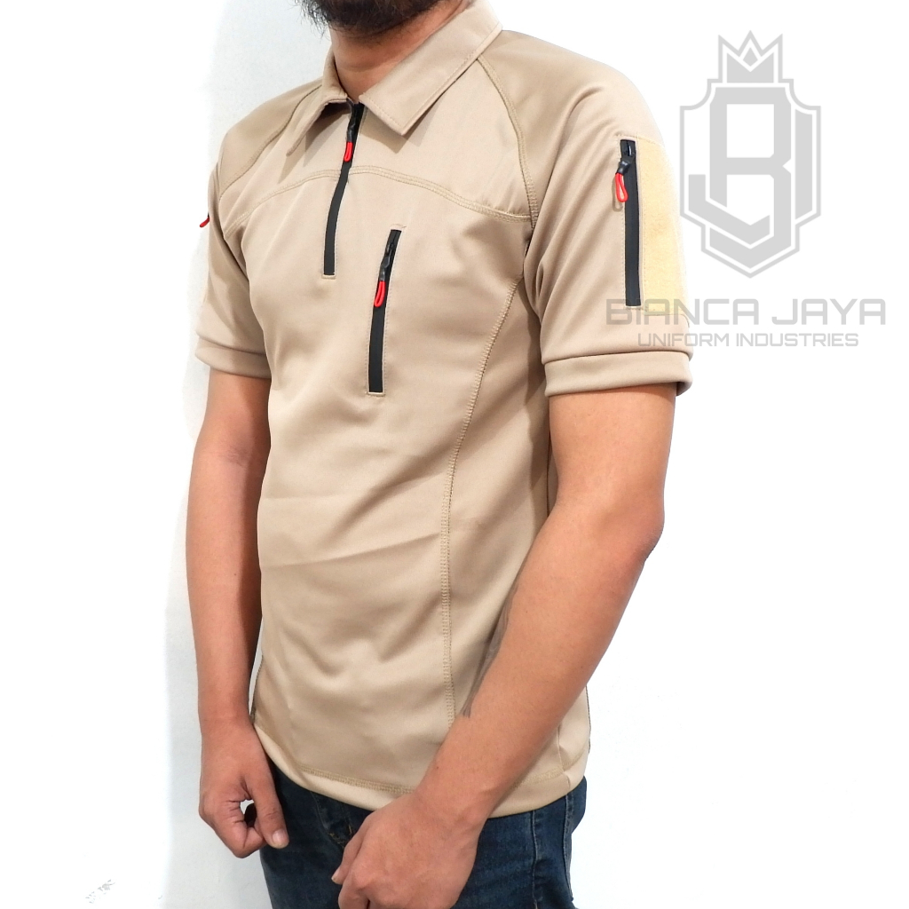 Terbaru kaos bdu tactical full Scuba Combat Cream Polos lengan pendek