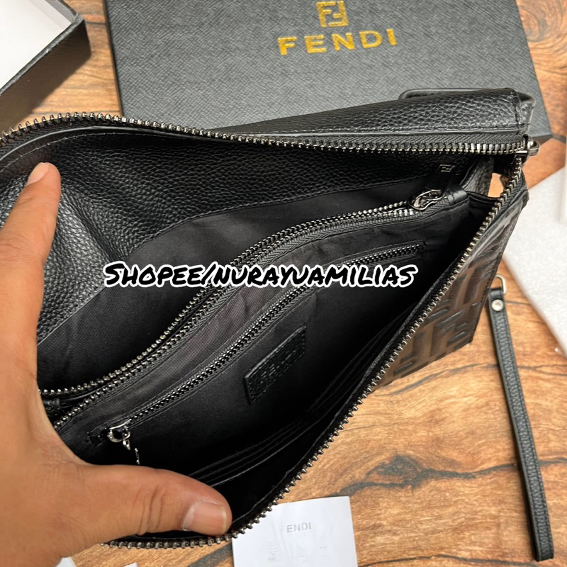 clutch Fendi import kulit asli free box premium Quality clutch pria dan wanita fendi