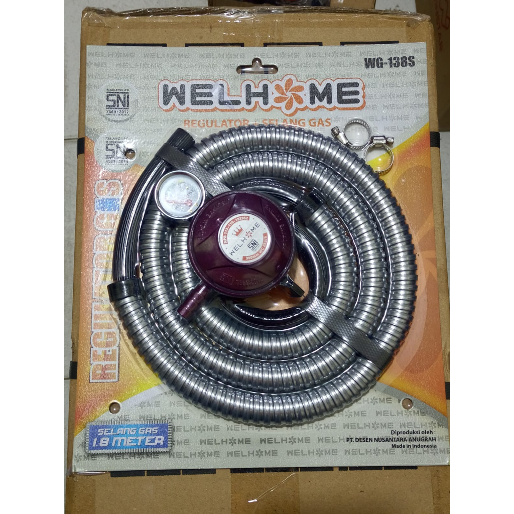 Paket Selang Gas dan Regulator Gas Welhome WG 118S / 138S Berkualitas SNI