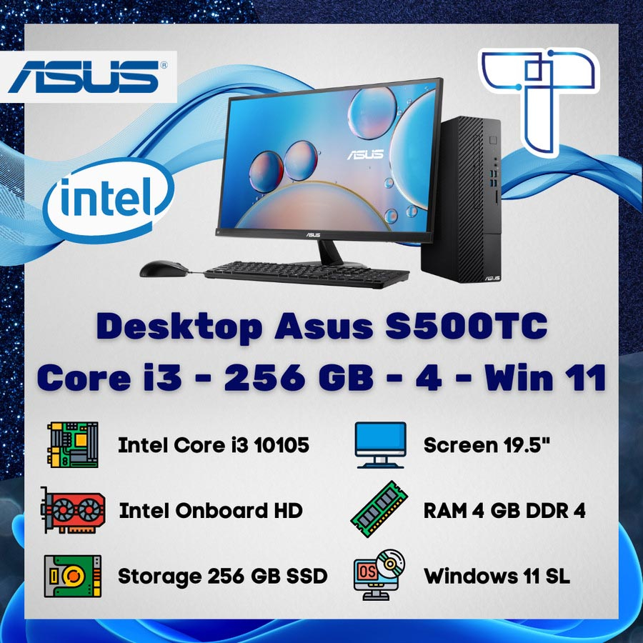 Asus S500TC Desktop Komputer - Core i3 - 256 GB - 4 - Windows 11