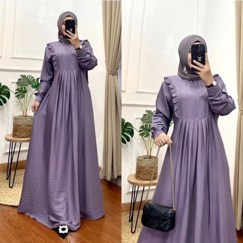 Ranni Dress Pololinen Premium Ruffle Dress Muslimah Wanita