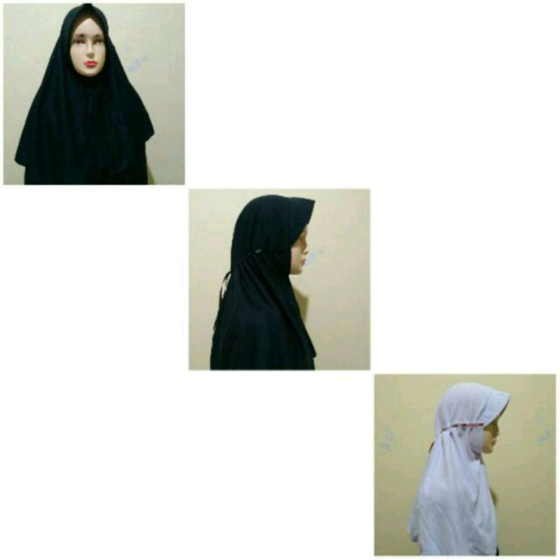 jilbab sekolah bahan kaos pe/ kerudung serut anak sekolah