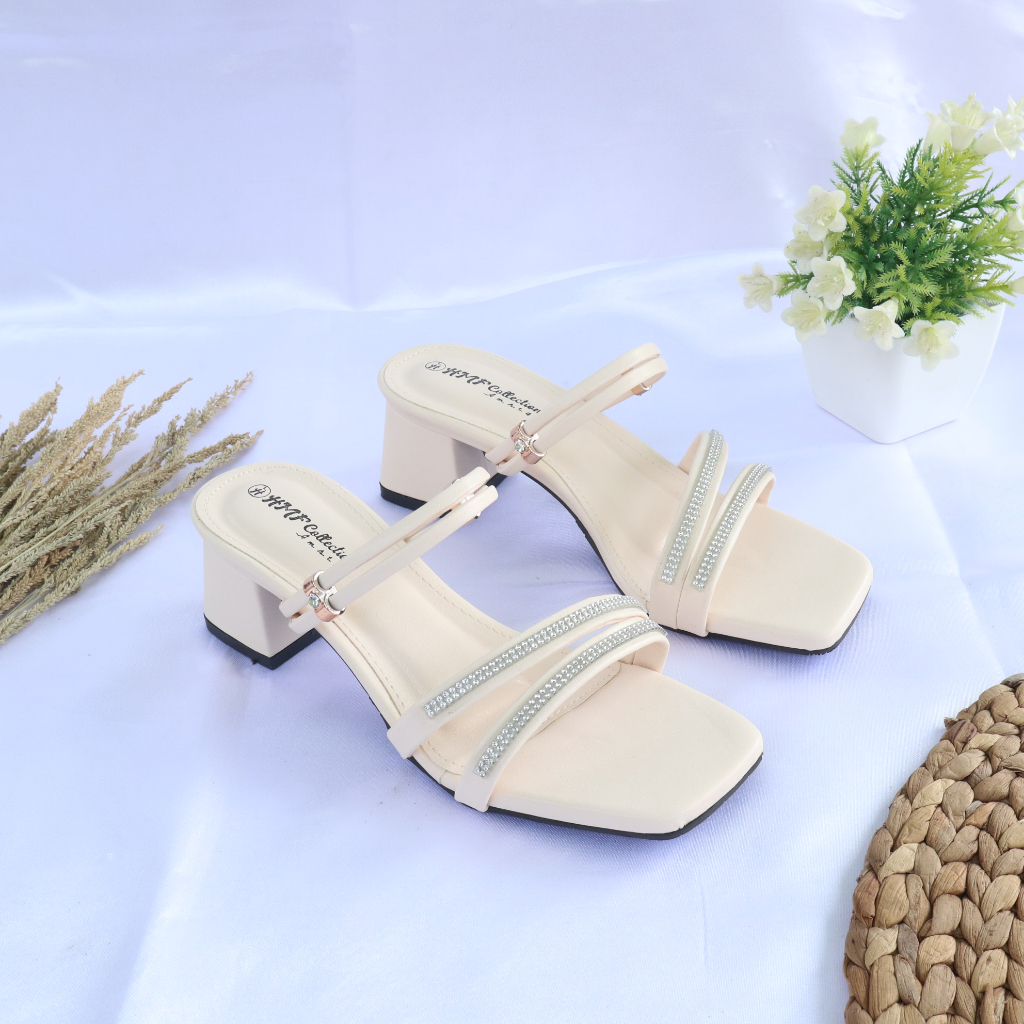 HMF Herty Sandal Hak Mules Wanita ND06