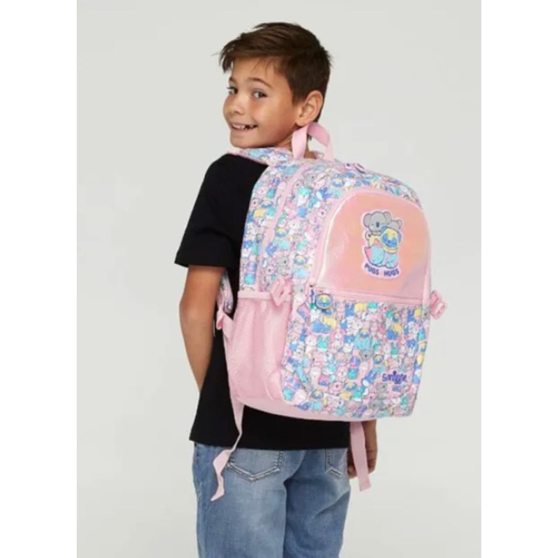 Tas Ransel Smiggle Pugs &amp; Hugs Classic Pink Attach Backpack SGL - 1000358-2#