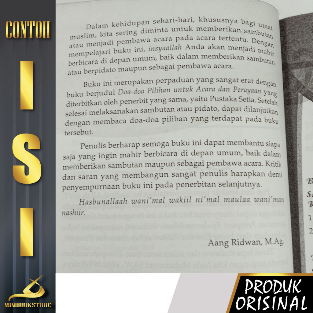 Buku - Sambutan-sambutan Perayaan Syukuran Islami - H. Aang Ridwan, M.Ag. - Penerbit Pustaka Setia - Mimbookstore