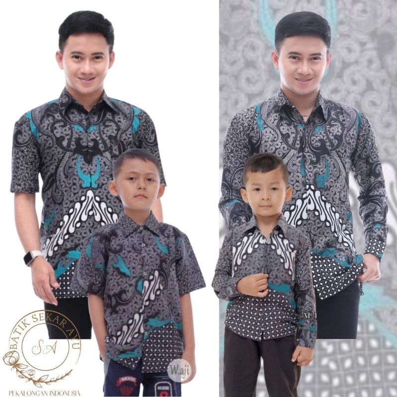 Kemeja Batik Anak Laki-laki Lengan Panjang Couple Batik Ayah Dan Anak Cowok