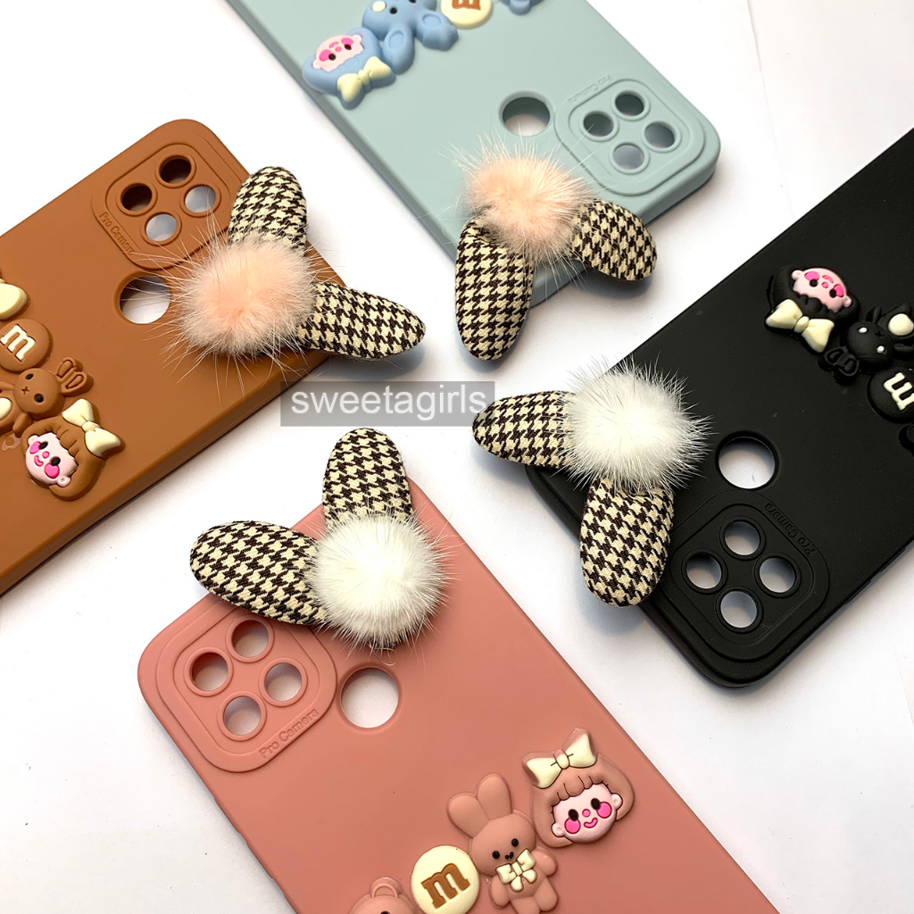 Softcase Bumper Candy dengan Pom pom untuk Oppo A15 / Oppo A15s ( Sama ) - Sweetacase.id - Casing Lucu - Kesing Cewek - Casing Lembut - Case Bening - Lucu - Gemoy