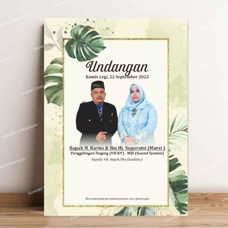 Undangan Orangtua Foto Pengantin, hajatan, Ulem ulem, Serat Ulem Pernikahan Desain Hijau Rustik