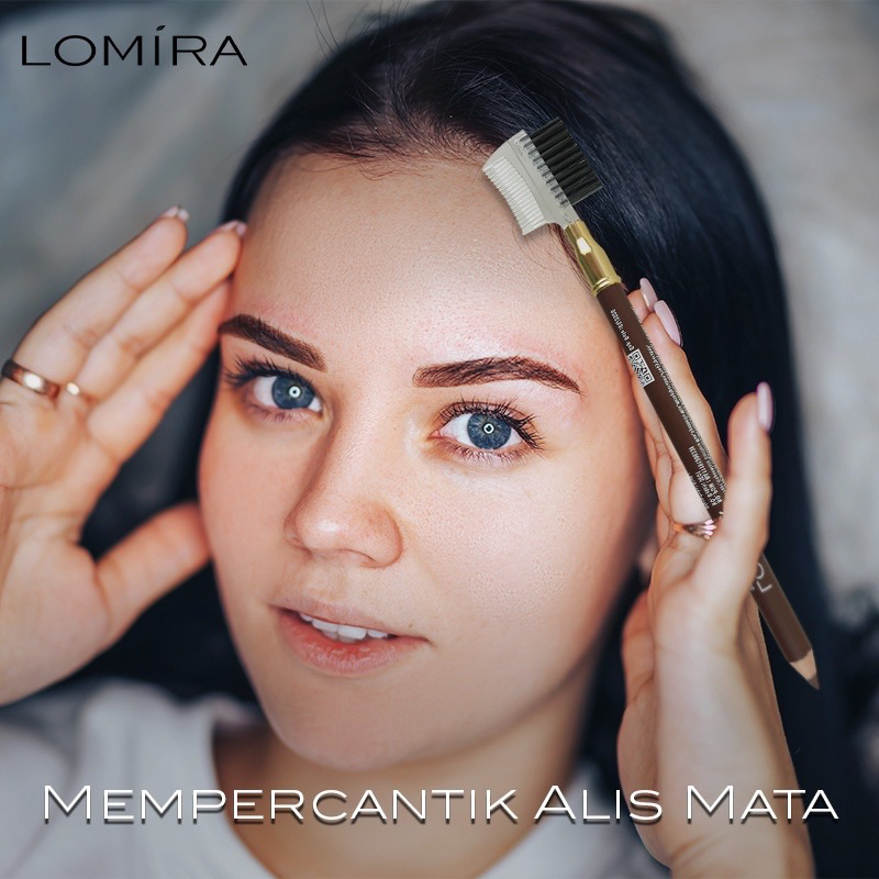 LOMIRA Eyebrow Pensil Alis 2,5 Gr Serutan + Sikat Eyebrow Pencil Make Up BPOM