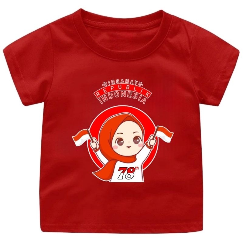 Baju Kaos Anak KEMERDEKAAN INDONESIA Lengan Pendek usia 1-12 Tahun