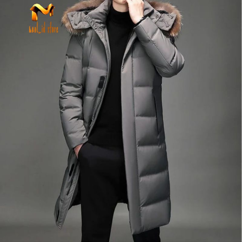 jaket jubah pria musim dingin/jaket panjang tebal hangat