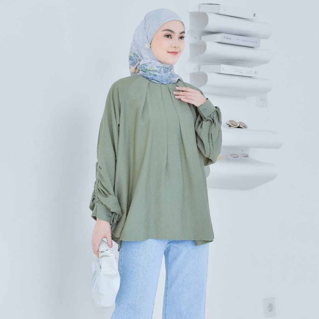 NUNA Anne Top | Atasan Top Blouse Linen Wanita Polos