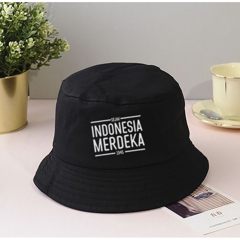 Topi BUCKET Indonesia Merdeka Sejak 1945 - HITAM