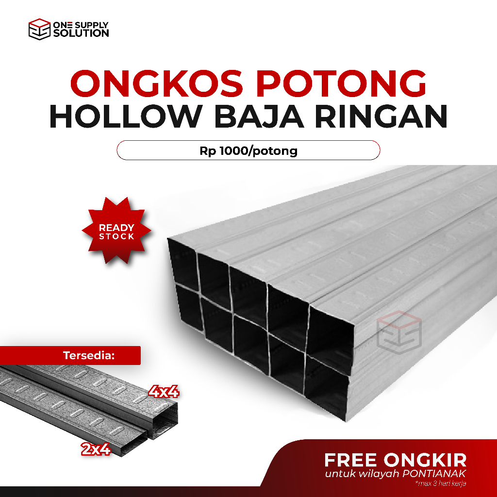 (CUSTOM) Ongkos Potong Besi Hollow Baja Ringan 2x4 4x4