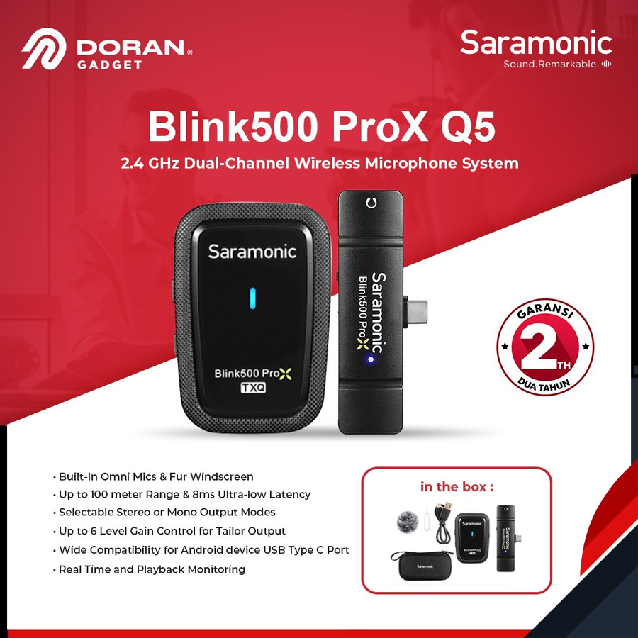 Saramonic Blink 500 ProX Q5 Dual-Channel Wireless Microphone System - Garansi Resmi