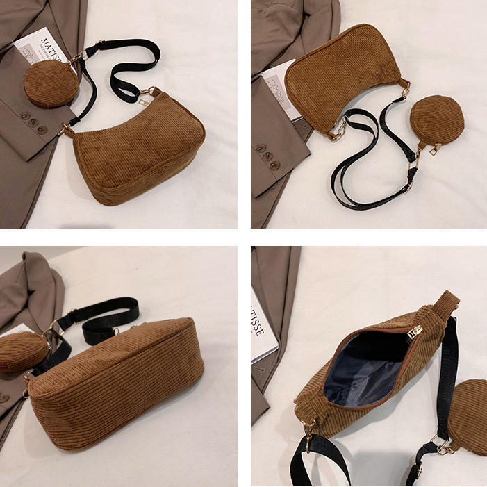 2 In 1 Free Pouch Tas Import Selempang Handbag Rantai Wanita Cewek Kondangan Kantoran Tas Selempang Slempang Sling Bag Bahu Canvas