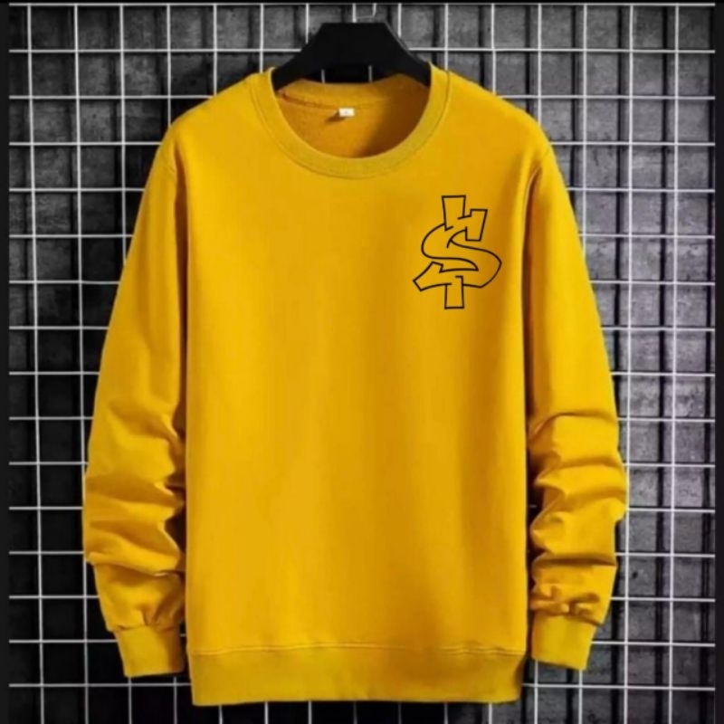 Sweater pria lengan panjang bahan fleece tebal sweatshirt tshirt cowok atasan laki s dollar