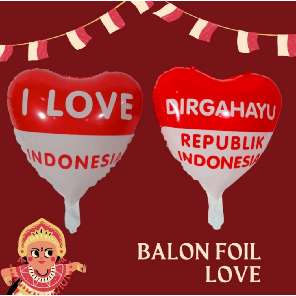 balon foil love / bulat ukuran besar / kecil hut ri dirgahayu 17 agustus kemerdekaan