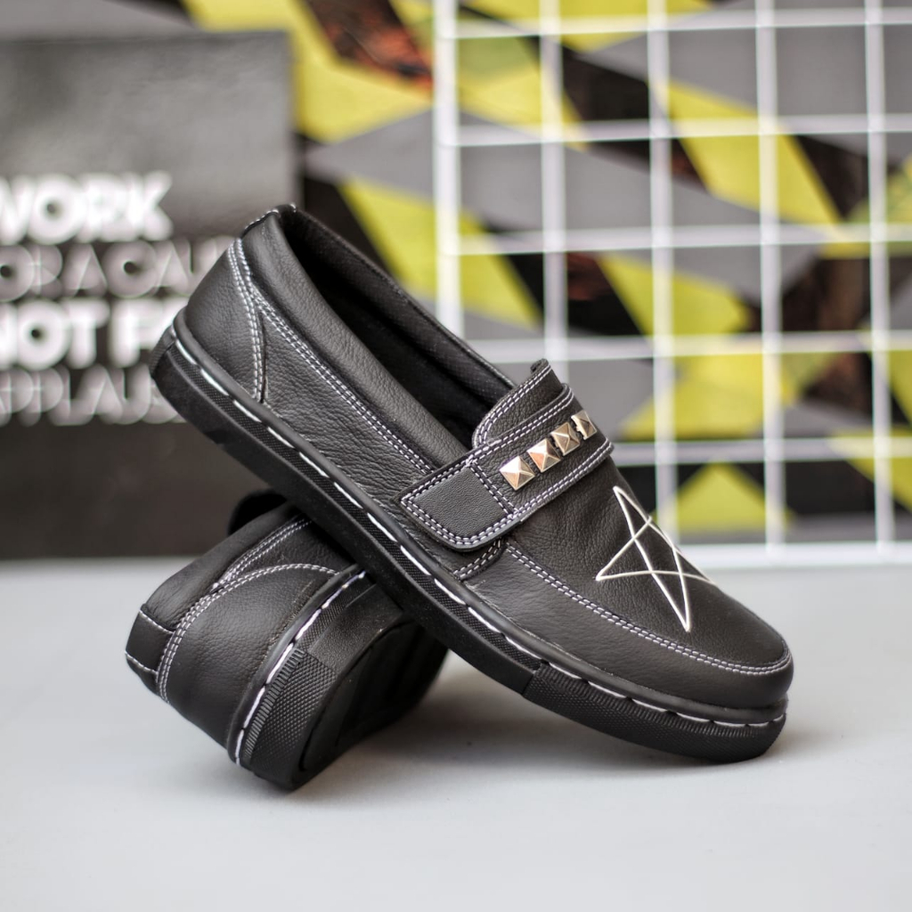 Sepatu Casual Slop Loafers Formal Kulit Pu Kerja Pria