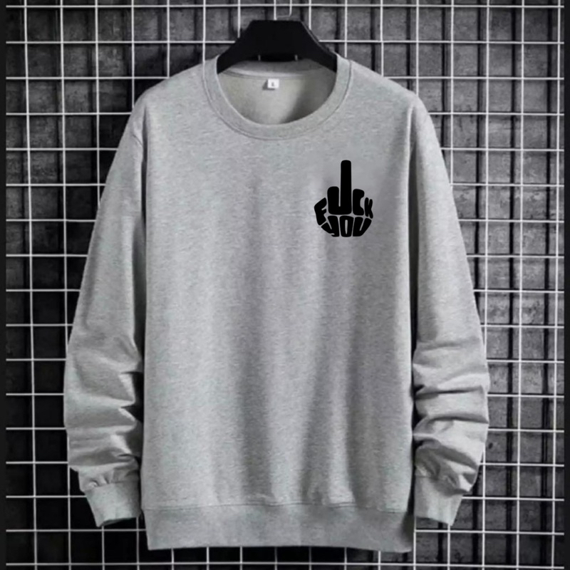 Sweater tshirt pria lengan panjang sweatshirt cowok fleece atasan laki dewasa f you