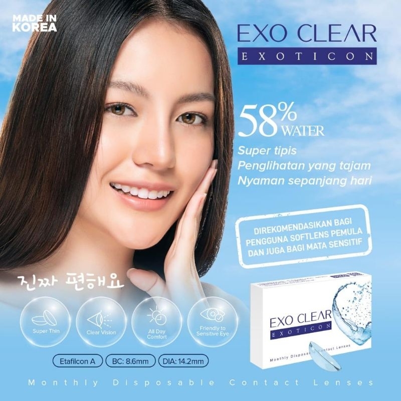 Softlens Exo clear/bening/transparant dengan kadar air tinggi 58% made in korea softlen soflen sofle