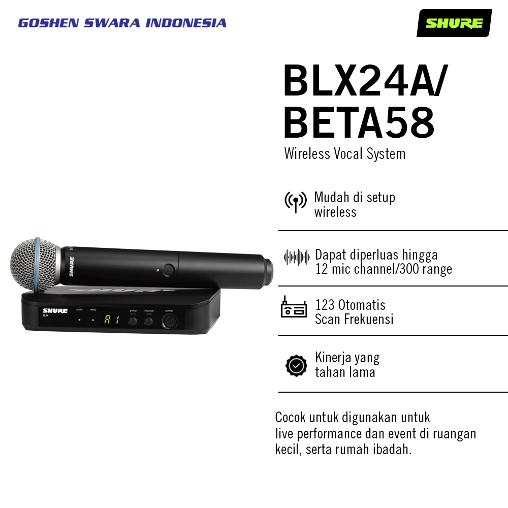 SHURE BLX24/B58 Wireless Vocal System with Beta 58A