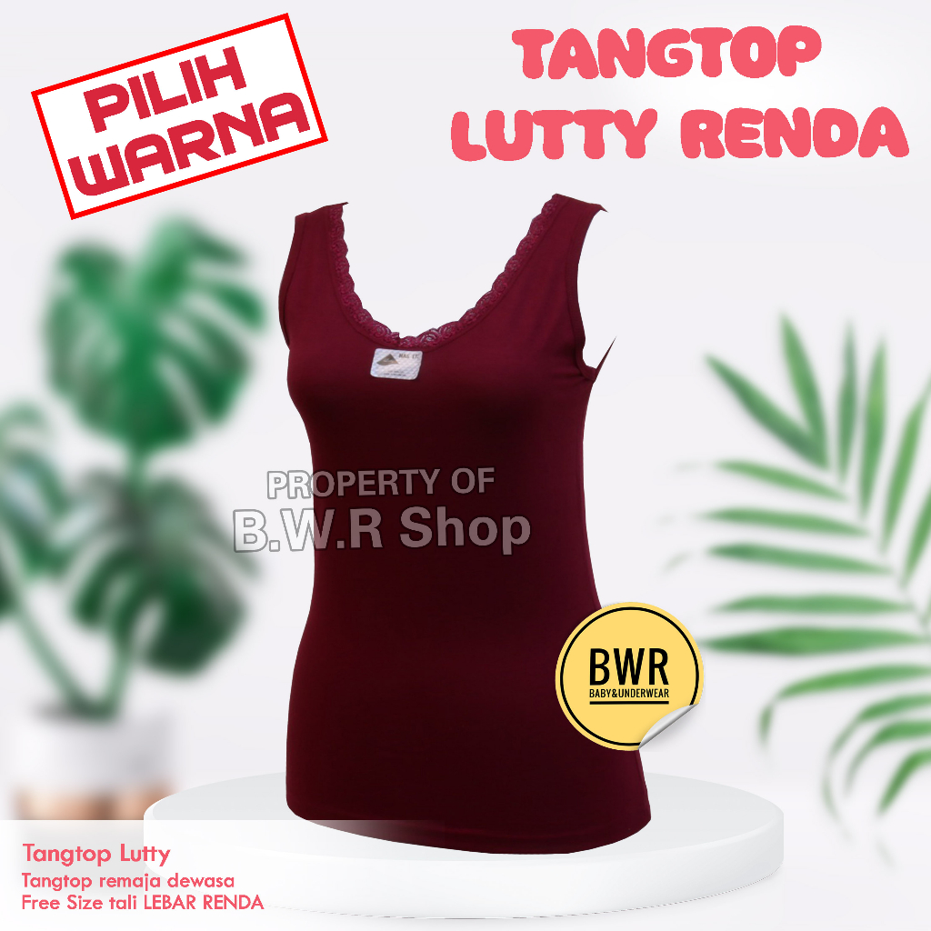 Tangtop Lutty DEPAN RENDA LEBAR | Kaos dalam wanita  tangtop renda lebar | Bwr