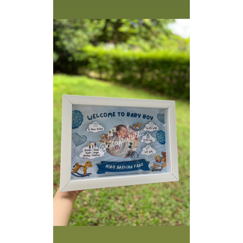 Frame 3D Custom Blue | Frame Baby Boy | Frame A4/12R | Frame Gift