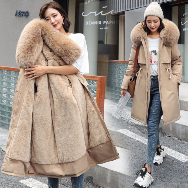 WOMEN PARKA COAT AMELIA INNER FUR WINTER MUSIM DINGIN KOREA TURKI BROMO BULU LEPAS PASANG