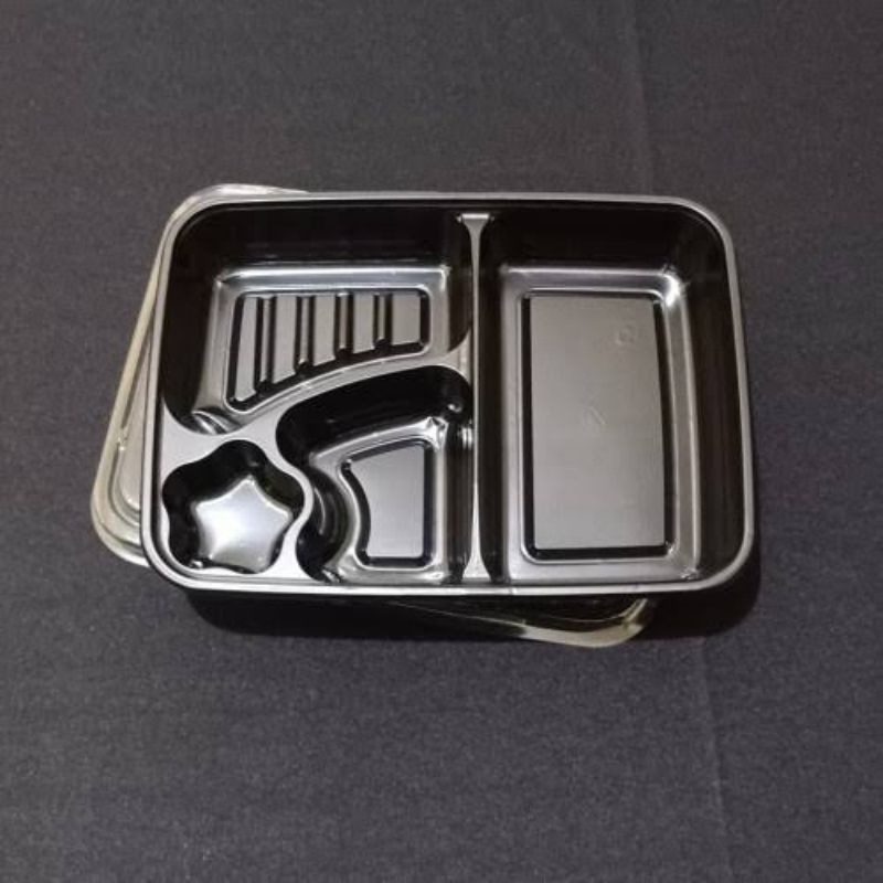 MIKA BENTO BINTANG HITAM ECER//Mika bento sekat 4//MIKA BENTO + TUTUP