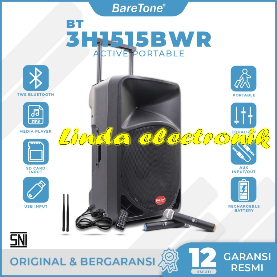 speaker portable baretone bt 3h1515bwr bt3h 1515 bwr 15 inch original