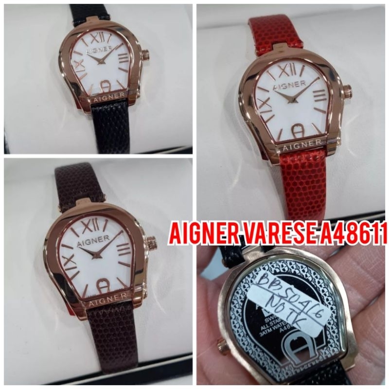 Jam tangan wanita leather Aigner Varese A48611 tali Kulit