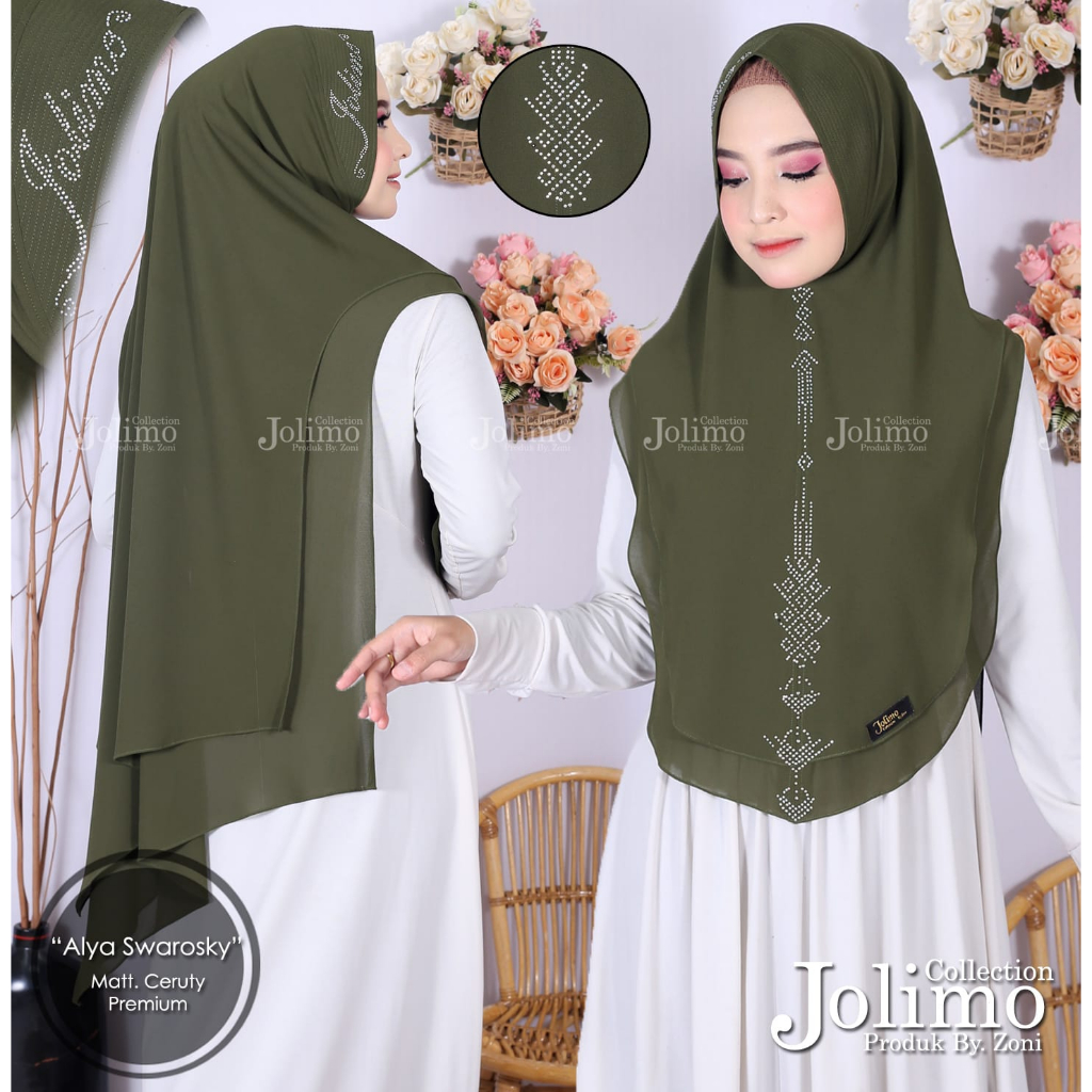 Khimar Syari Ceruty 2 Layer Swarovski – Hijab Instan Pet Antem Alya
