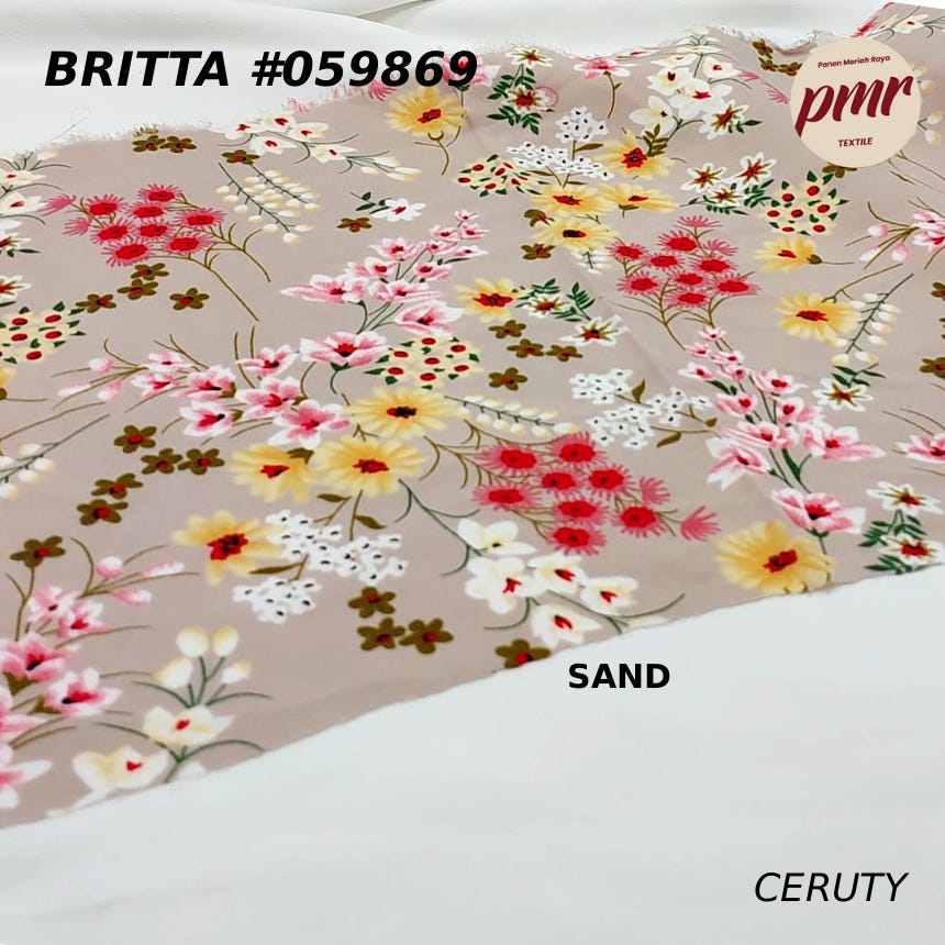 Kain BRITTA-CERUTY Kain 100% POLYESTER untuk Dress dan Kain Blouse Kain Premium [ HARGA TERTERA 1/2 