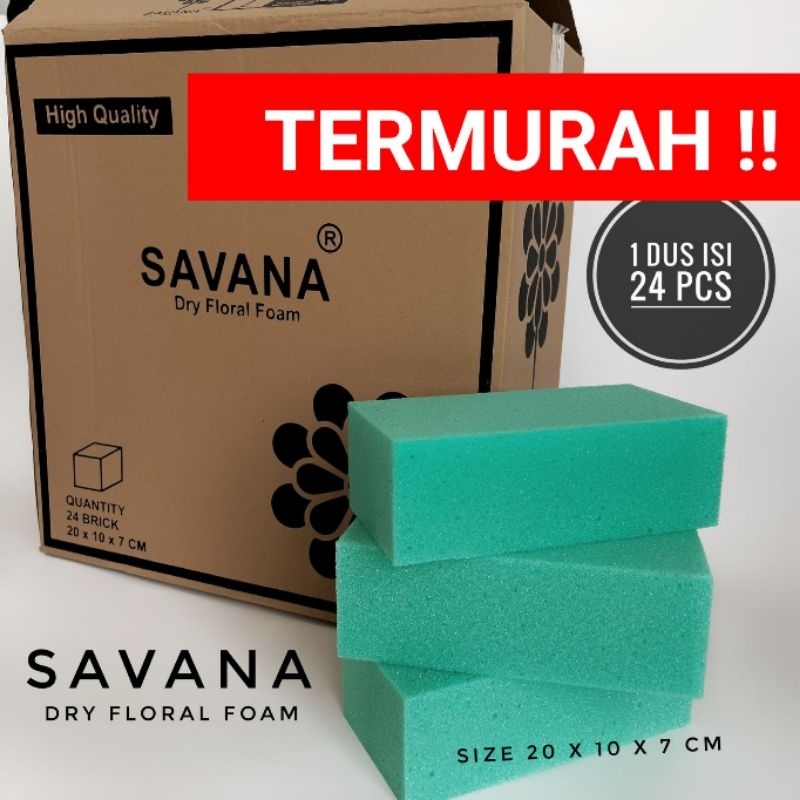 GARANSI (COD) 1 DUS ISI 24 PCS SAVANA DRY FLORAL FOAM / OASIS BUSA KERING HIJAU PREMIUM / OASIS